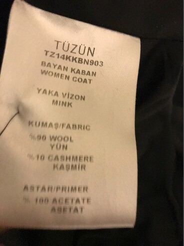 44 Beden TÜZÜN KABAN 44 BEDEN