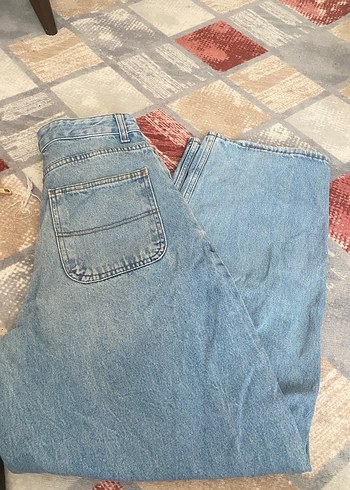 s Beden Gri Loose Fit Midi Kadın Kot Pantolon