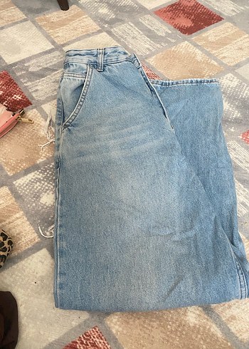 Gri Loose Fit Midi Kadın Kot Pantolon