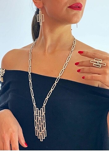 Kafın Tasarim Kolye Küpe Yüzük Set