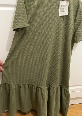 Kadın Khaki Keten Midi Elbise - Görsel 3