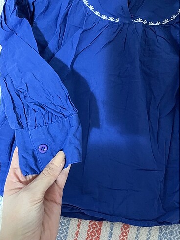 Mavi yazlık gömlek - Görsel 6