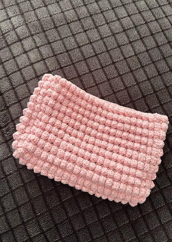 Pembe Örgü Kadın Makyaj Çantası - Görsel 3