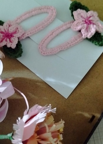 Pembe Sakura Kiraz Çiçekli Çocuk Toka - Görsel 6