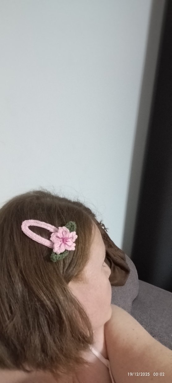 Pembe Sakura Kiraz Çiçekli Çocuk Toka - Görsel 2