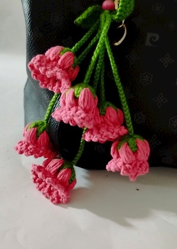 Pembe Lily Sümbül Çiçekli Anahtarlık - Görsel 2