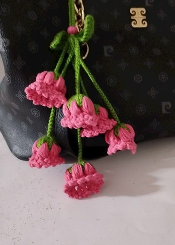 Pembe Lily Sümbül Çiçekli Anahtarlık - Görsel 4