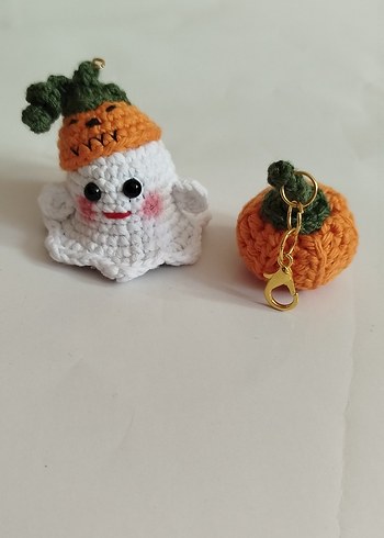 Örgü Turuncu Balkabağı ve Hayalet Anahtarlık - Görsel 3