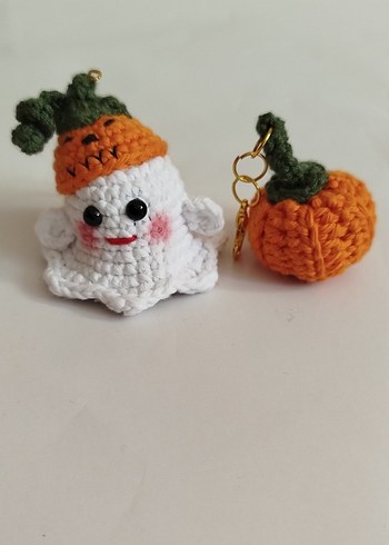 Örgü Turuncu Balkabağı ve Hayalet Anahtarlık - Görsel 4