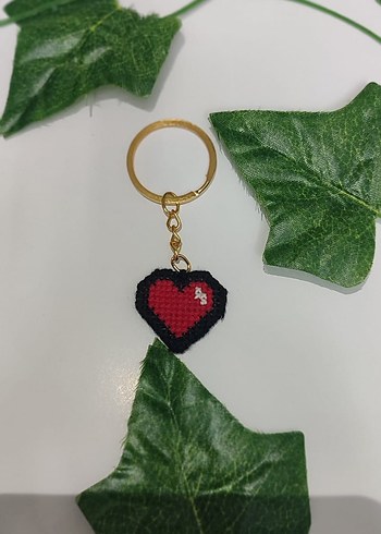 Boncuklu Kırmızı Kalp Anahtarlık - Görsel 2