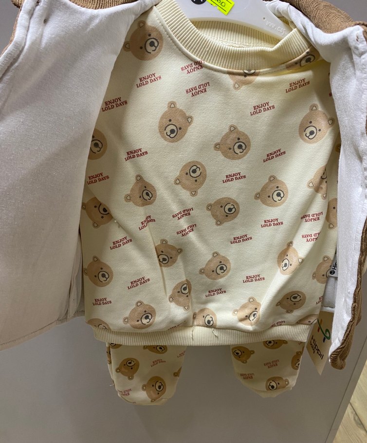 Düğmeli Kahverengi Bebek Yelekli Takım - Görsel 2