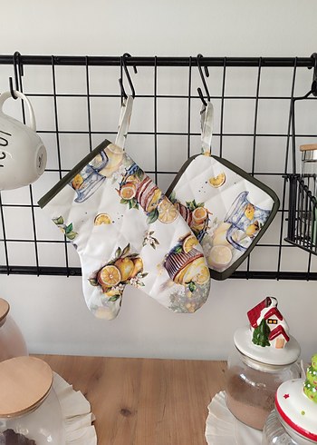 Limon desenli Fırın Eldiveni seti - Görsel 3