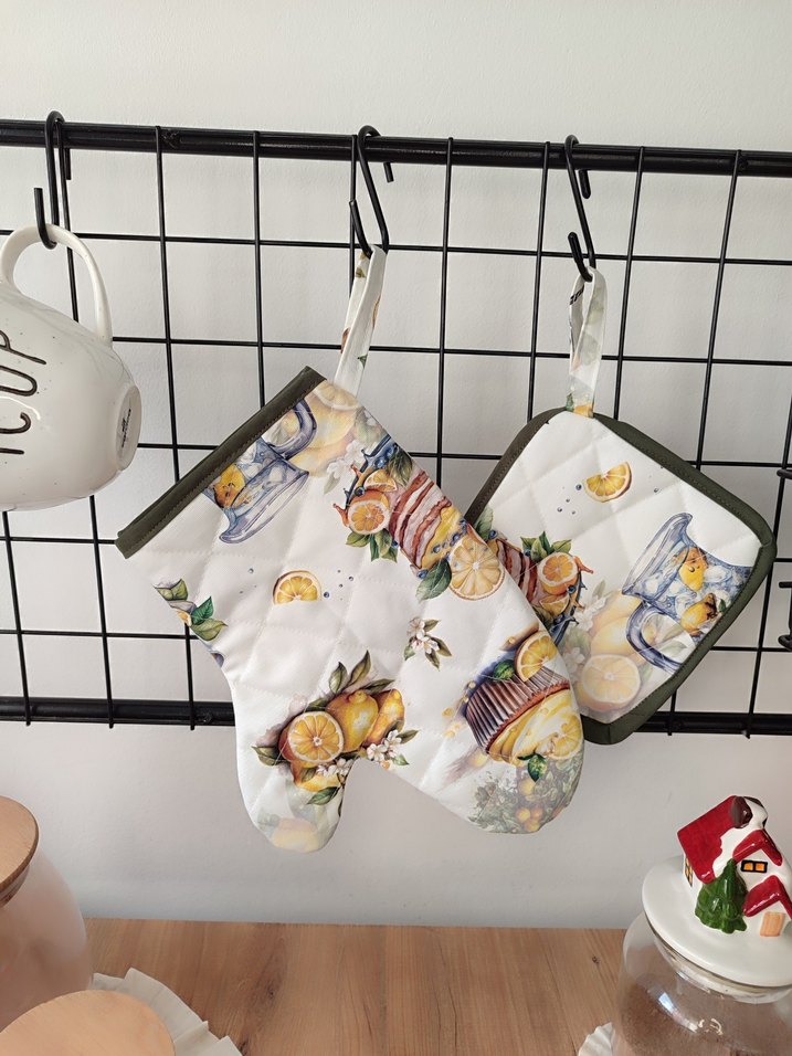 Limon desenli Fırın Eldiveni seti - Görsel 2