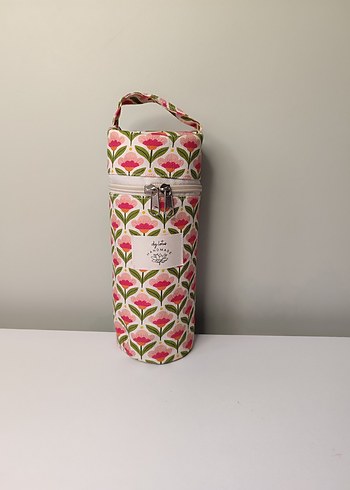 Çiçek Desenli Pembe Termos Şişe Kılıfı - Görsel 7