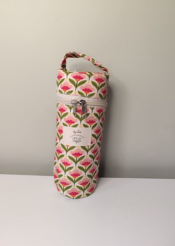Çiçek Desenli Pembe Termos Şişe Kılıfı - Görsel 6