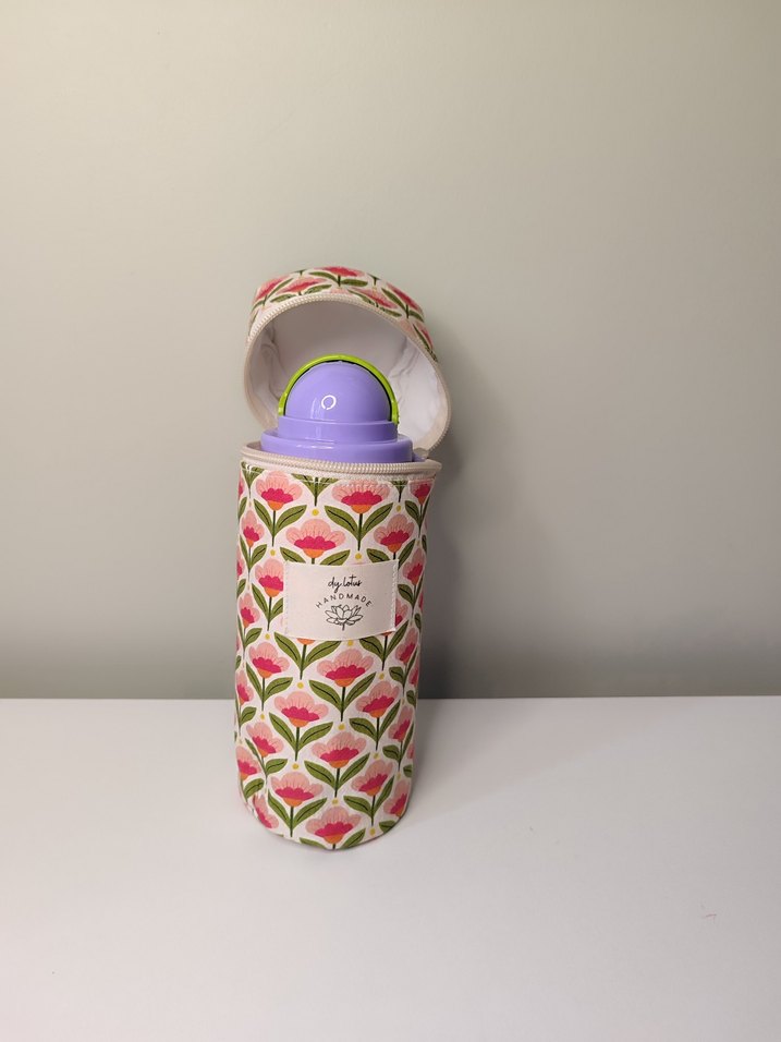 Çiçek Desenli Pembe Termos Şişe Kılıfı - Görsel 3