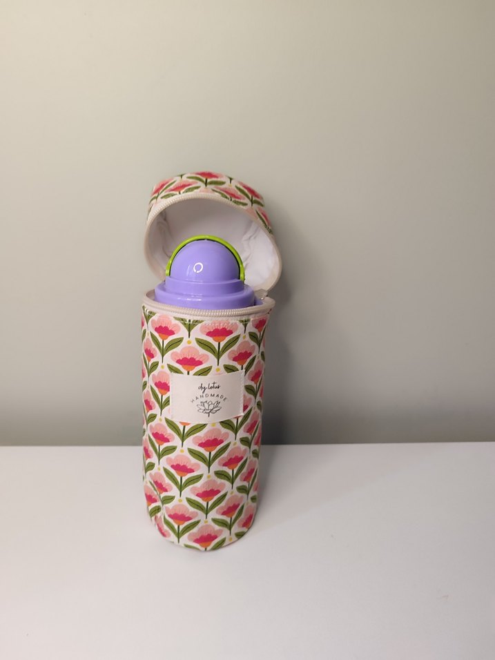 Çiçek Desenli Pembe Termos Şişe Kılıfı - Görsel 4