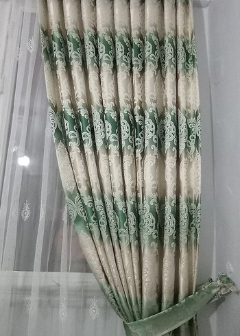 Beden yeşil Renk Yeşil Batik Desenli Perde