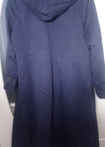 Düğmeli Lacivert Uzun Kadın Trençkot - Görsel 3