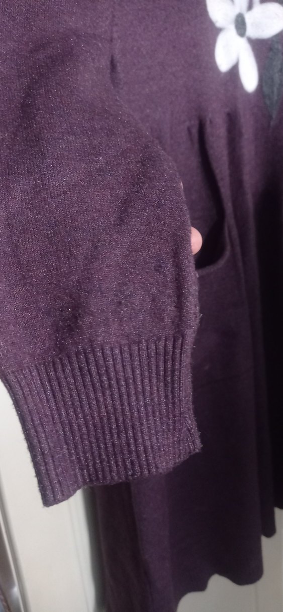 Mor Çiçekli Uzun Triko Tunik - Görsel 3