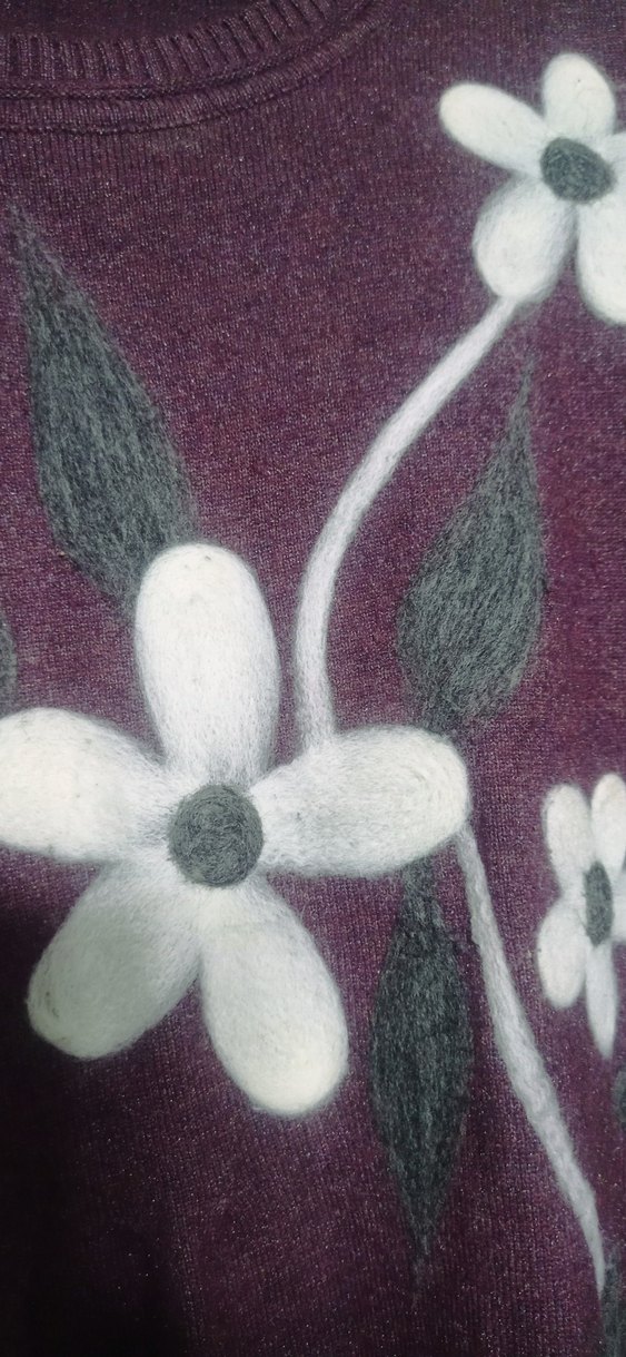 Mor Çiçekli Uzun Triko Tunik - Görsel 2