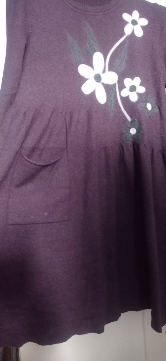 Mor Çiçekli Uzun Triko Tunik - Görsel 4