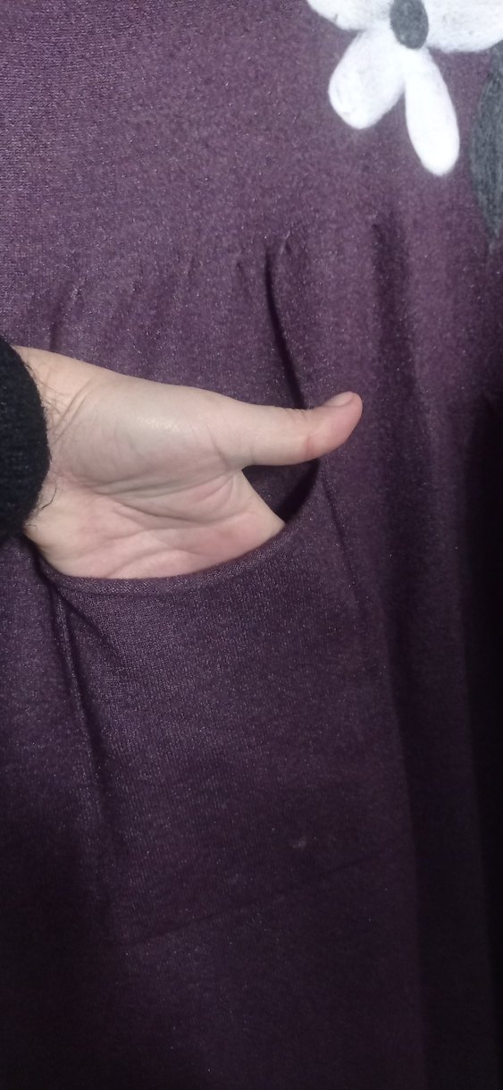 Mor Çiçekli Uzun Triko Tunik - Görsel 5