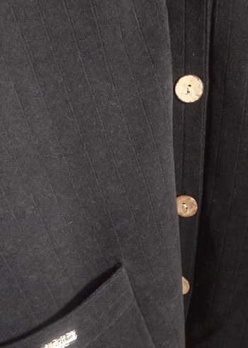 Düğmeli Siyah Kadın Uzun hırka - Görsel 3