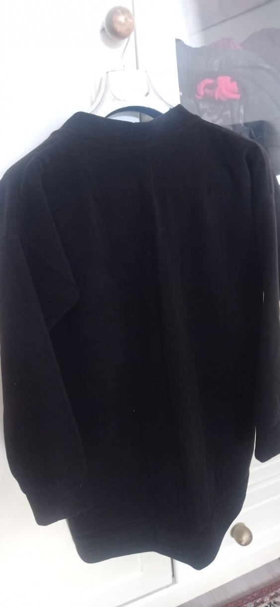 Düğmeli Siyah Kadın Uzun hırka - Görsel 4