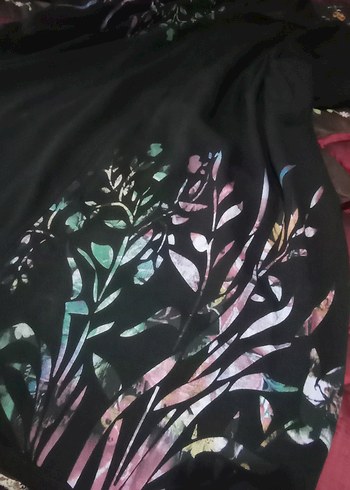 Desenli Siyah Deri Kemerli Uzun Elbise - Görsel 5