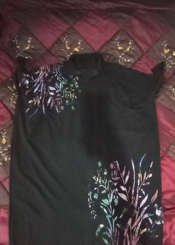 Desenli Siyah Deri Kemerli Uzun Elbise - Görsel 8