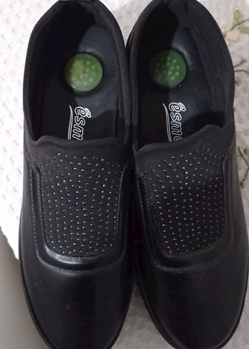 ayakkabı Düğmeli Siyah Kadın Günlük Dolgu Topuk Ayakkabı - Görsel 5