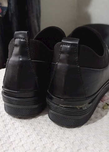 ayakkabı Düğmeli Siyah Kadın Günlük Dolgu Topuk Ayakkabı - Görsel 8