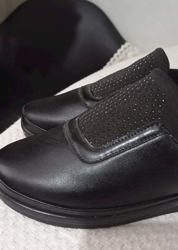 ayakkabı Düğmeli Siyah Kadın Günlük Dolgu Topuk Ayakkabı - Görsel 6