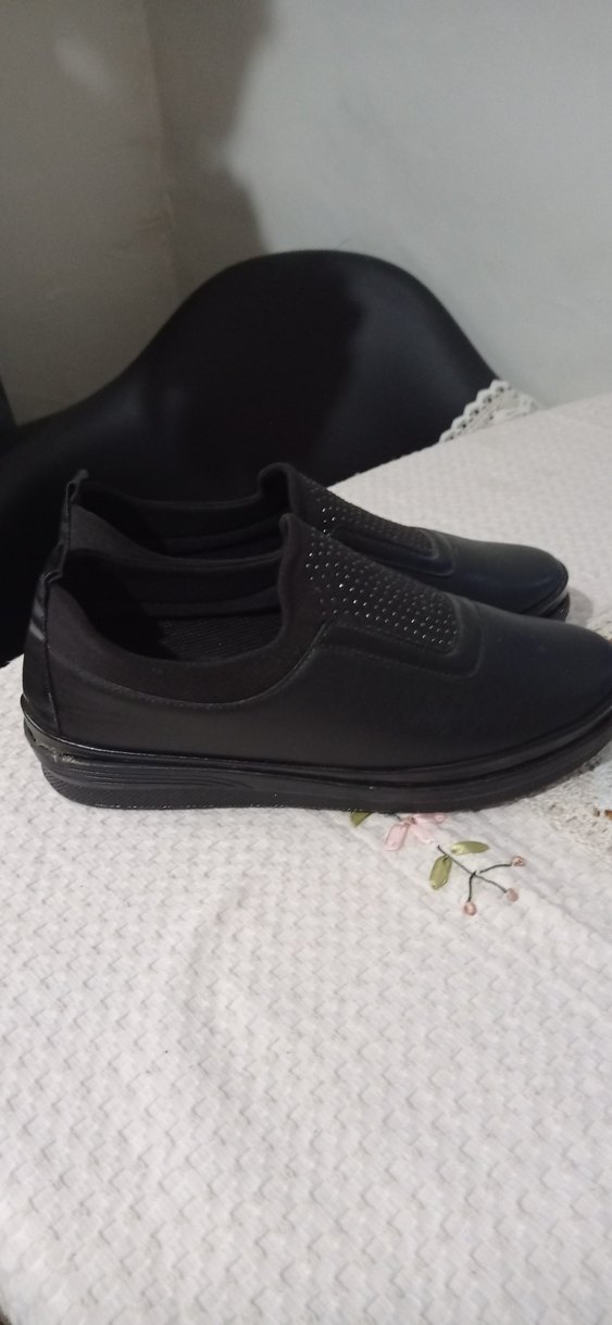 ayakkabı Düğmeli Siyah Kadın Günlük Dolgu Topuk Ayakkabı - Görsel 3