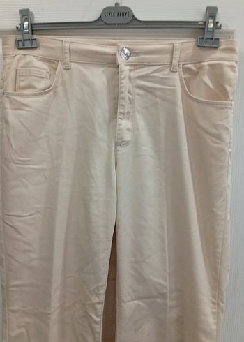 Bej Midi Keten ispanyol Kadın Pantolon - Görsel 2