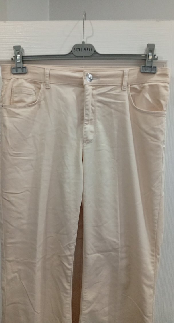 Bej Midi Keten ispanyol Kadın Pantolon - Görsel 2