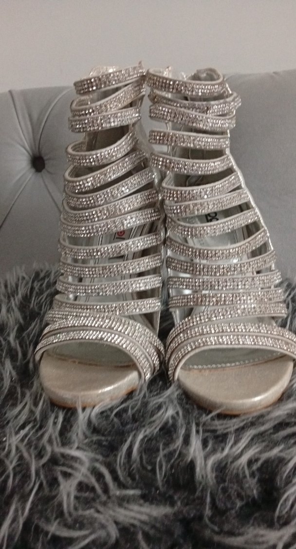 Gri vinnex Yılan Desenli Taşlı Topuklu Ayakkabı - Görsel 4