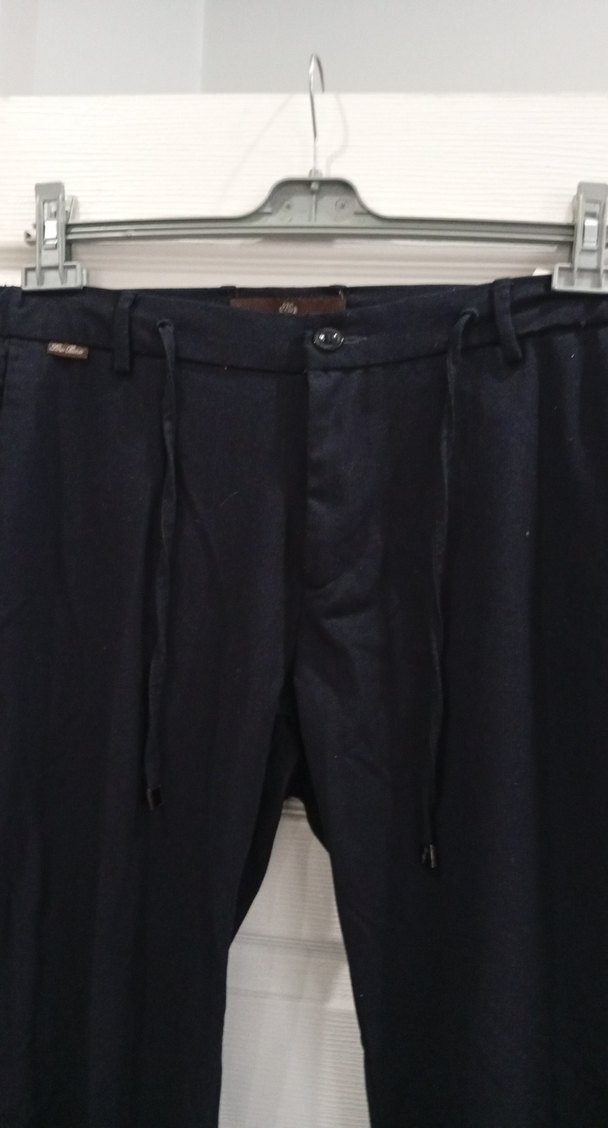 Siyah Keten Midi erkek Pantolon - Görsel 3