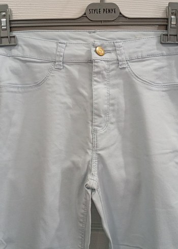 Bej Kadın Denim Pantolon Normal Boy dar paça - Görsel 2