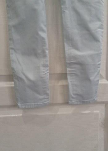 Bej Kadın Denim Pantolon Normal Boy dar paça - Görsel 6