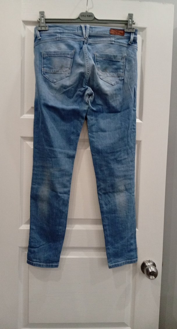 Düğmeli Gri Tonlu Kadın Denim Pantolon - Görsel 5