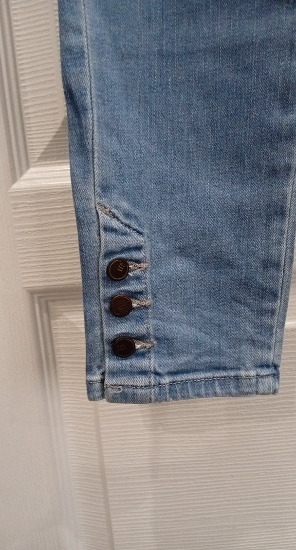 Düğmeli Gri Tonlu Kadın Denim Pantolon - Görsel 3