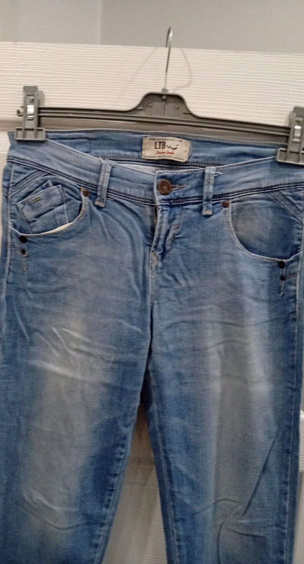 Düğmeli Gri Tonlu Kadın Denim Pantolon - Görsel 2
