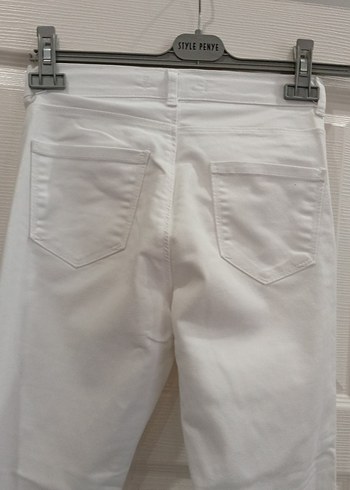 Beyaz Kadın Midi İspanyol Paça Pantolon - Görsel 5