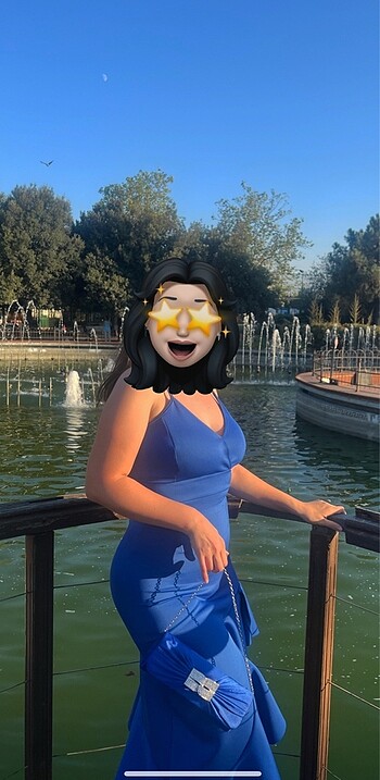 l Beden Mavi Abiye Elbise