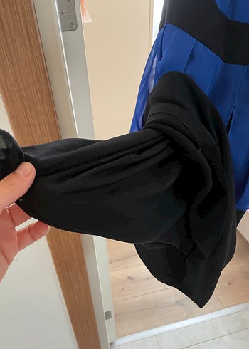 Mavi Pilili Kolsuz elbise - Görsel 3