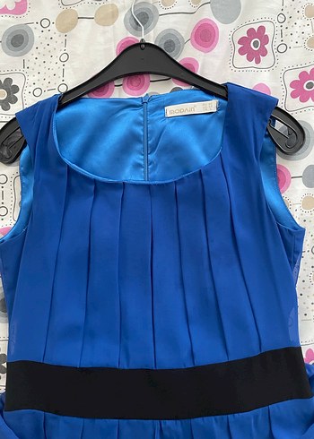 Mavi Pilili Kolsuz elbise - Görsel 2