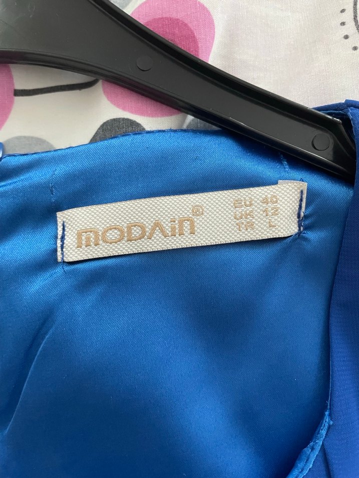 Mavi Pilili Kolsuz elbise - Görsel 5