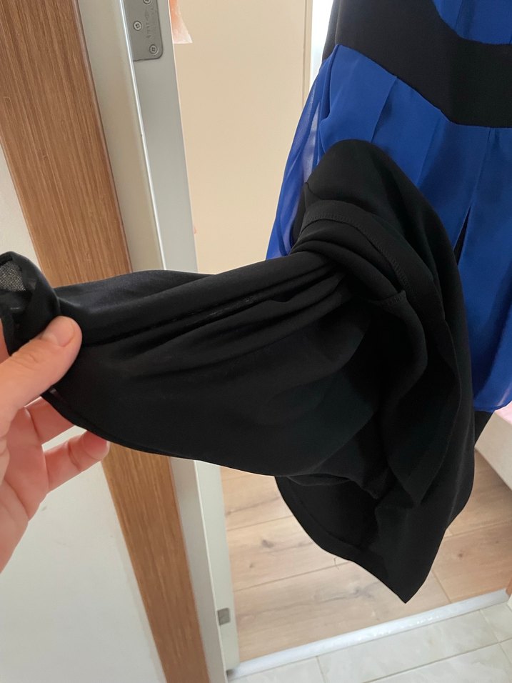 Mavi Pilili Kolsuz elbise - Görsel 3